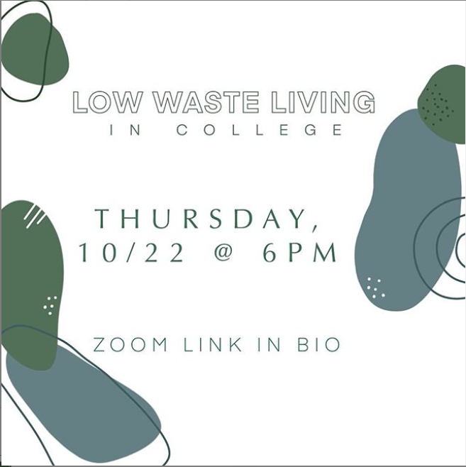 This Thursday at 6pm we're gonna be meeting to talk about living a low-waste lifestyle in college! Zoom link will be in our IG bio (linktr.ee/uncgreen)