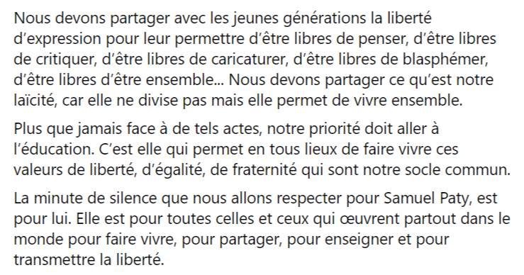 FCuillandre's tweet photo. Hommage à Samuel Paty
Retrouvez le verbatim de François Cuillandre en conseil municipal du 20 octobre https://t.co/p9hIJ2BacM