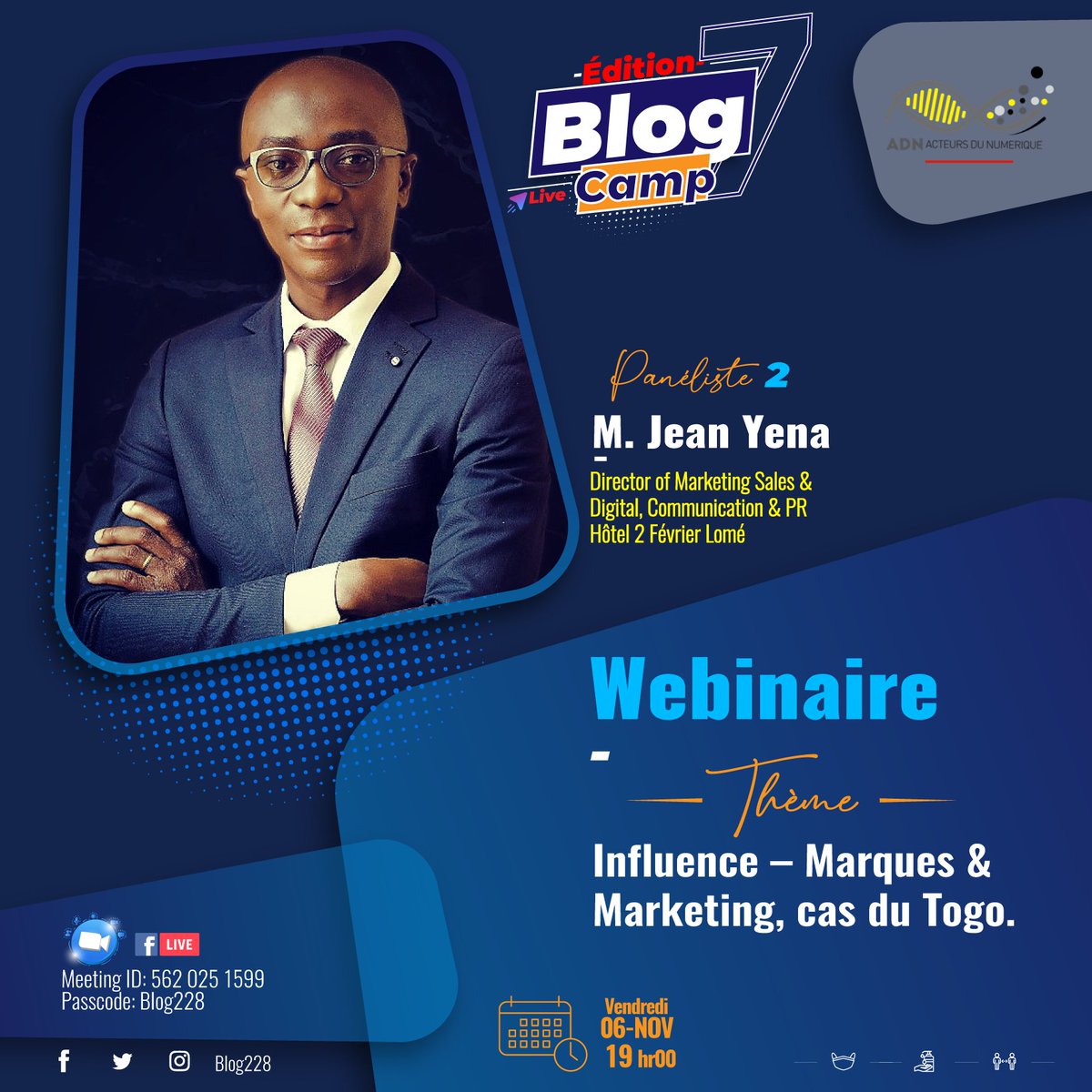 elzogbea's tweet image. Togo,
Il était peut-être temps de parler du marketing d'influnce:
En marge des activités de la 7 ème édition du #BlogCamp228 la parole sera donnée aux professionnels de la chose, et à ceux qui s'appuient sur des leads online, pour leur marketing

 2-M. Jean Yena de @hotel2fevrier