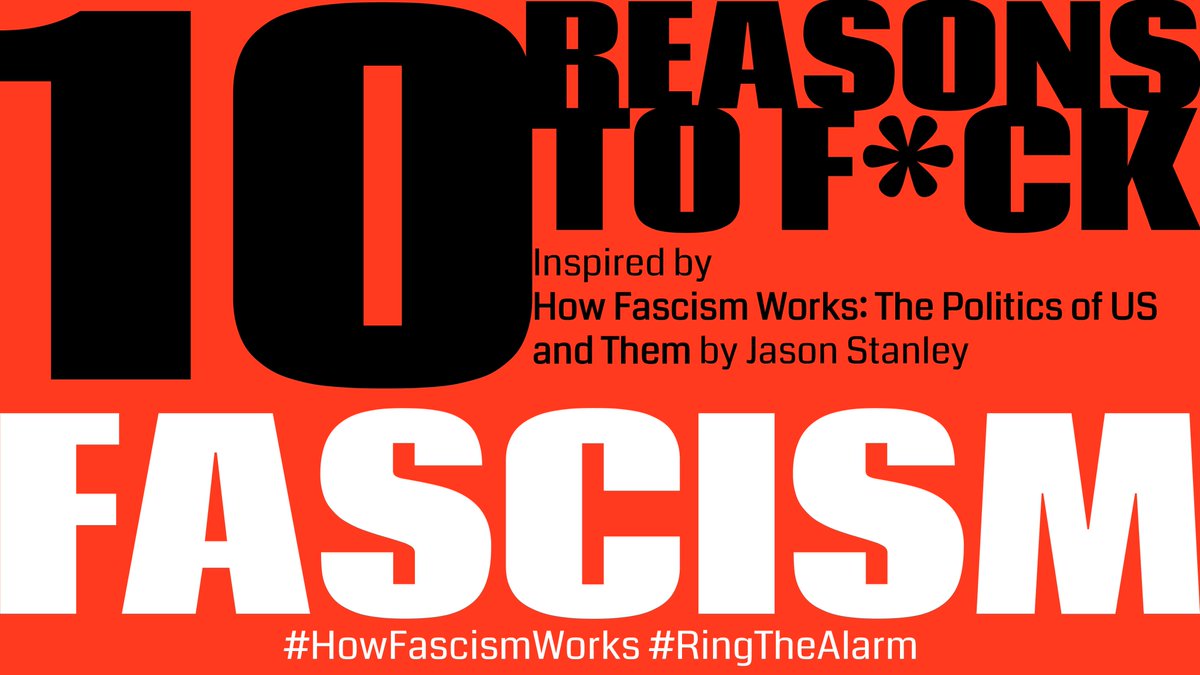 THREAD: With TWO WEEKS until Election Day, we need to talk about  #HowFascismWorks. Philosopher  @jasonintrator saw it coming - and his book lays out the warning signs.Follow along and find more ways to fight back at  http://www.fckyourfascism.com ! (1/12)