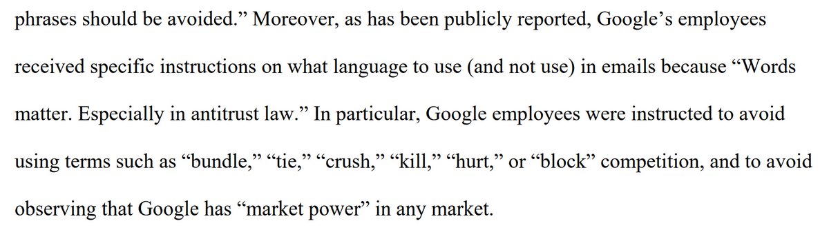 Governments: use companies' internal emails to make lousy antitrust arguments.Companies to their employees: "Be careful what you say. Govs use our words to make lousy arguments."Governments: "Ha! Got you! J'ACCUSE!!!"