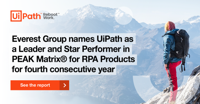 🔥Fresh news in the #automation world: @EverestGroup's #RPA Products PEAK Matrix® Assessment 2020 is out and @UiPath has been recognized as a Leader and Star Performer. Get more insights. #UiPathEmployee https://t.co/z9TgSGFU0K https://t.co/X2OyIUUXJM