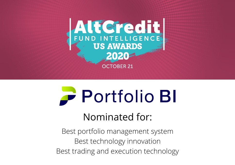 portfolio_bi's tweet photo. @portfolio_bi has been nominated for three categories at the 2020 @AltCreditIntel US Services Awards. Join us tomorrow for a virtual ceremony and learn more about the event here: https://t.co/GGINGp6Twc https://t.co/BDyJaMu4w9