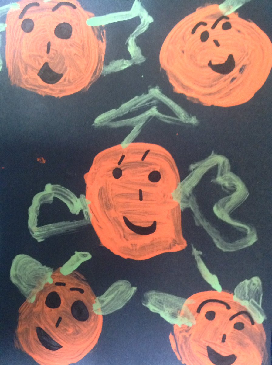 AshKnotty's tweet image. Mrs Cartwright&apos;s Pumpkin Crafternoon in Year 3! Printing, painting and perfecting Spookley the Square Pumpkin and his patch pals!  🎃🎨🌟#Spookley #everychildisanartist @dotartschools