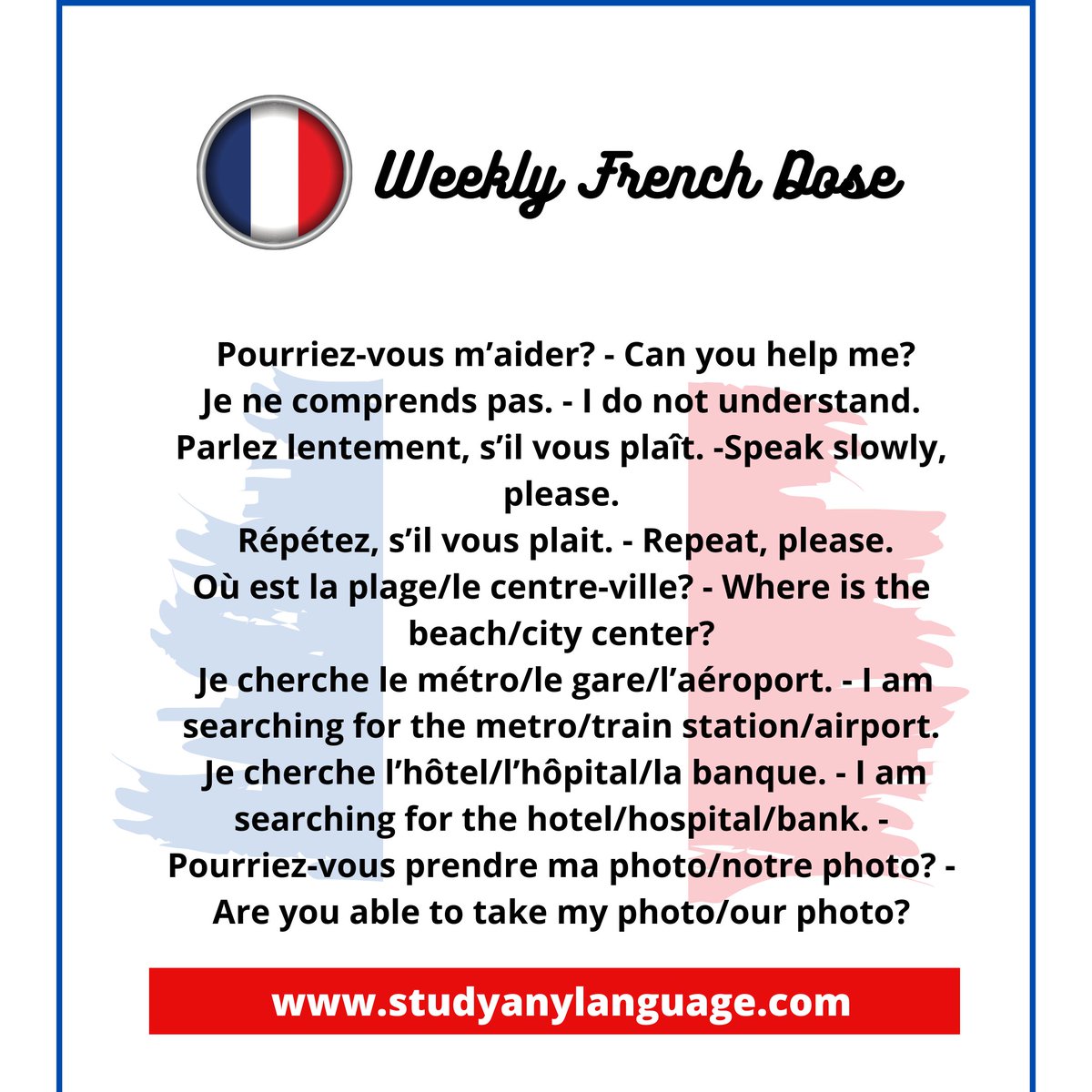 Time for your weekly dose of French.  🇫🇷 Remember to tag someone who simply adores this language!  💯

 #frenchlanguage #languagelearners #learnanewlanguage #newlanguage #languagememes #languagelovers #languagelearning #frances #hablarfrances #speakfrench #learningfrench