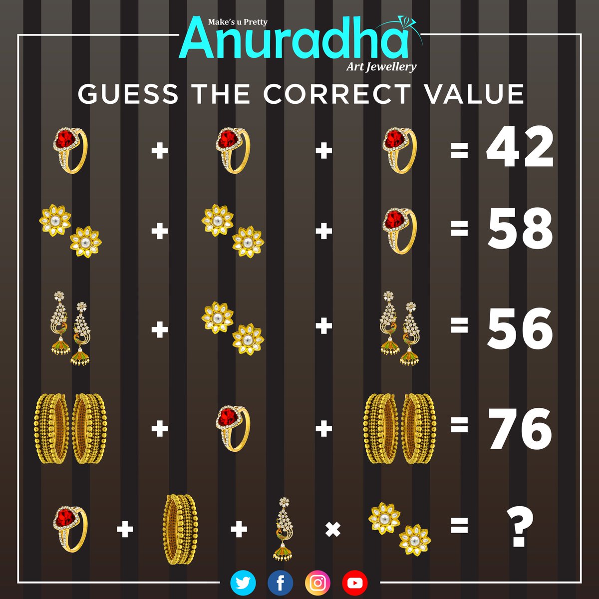 AnuradhaArts's tweet photo. 🥳Navratri Day 4 Contest 🥳
👉Step To Participate👈
☑️Like This Post 
☑️Tag your 10 Friend
☑️Dm your answer
☑️Comment Done Below 
☑️Share this Post
-
-
-
#contest #navratriday4contest #giveaway #fashionjewellery #artificialjewellery #anuradhaartjewellery https://t.co/0mfaL6EIwC