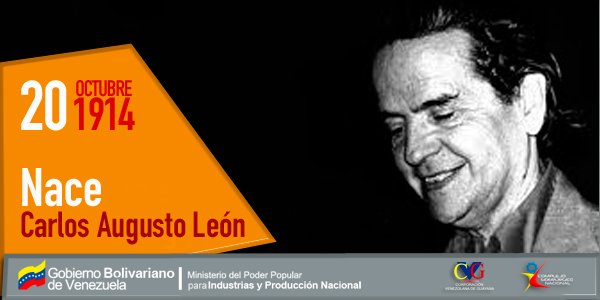 #EFEMÉRIDE. El #20Oct de 1914, nació Carlos Augusto León, considerado uno de los poetas más importantes de la historia de Venezuela. Fue conocido por sus poemas de tendencia social, también se desempeñó como ensayista, periodista y luchador social #PueblosUnidosEnDemocracia