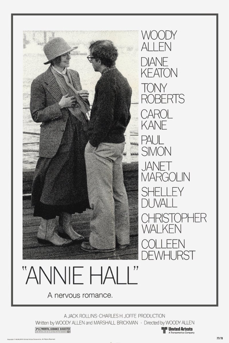 Annie Hall (1977)
Filmnya singkat tp kek lama krn dialognya panjang2. Di masa ini udh ada stand up comedy. Film yg memenangi 4 kategori dr 5 kategori yg masuk nominasi Oscar 1978, salah1nya adl film trbaik
#AnnieHall
#OscarWinner
#OscarNominee
#BestPicture
#AcademyAward
#Oscars https://t.co/DDlCbRZ8vX