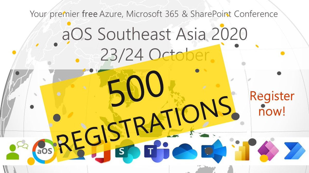 modery's tweet image. We just crossed 500 registrations! Worried about missing out? You can still register for aOS Southeast Asia, our free online conference for Microsoft 365, Teams, Power Platform, SharePoint, and more!
Visit buff.ly/3nQRBPo for more information
#microsoft365 #powerplatform