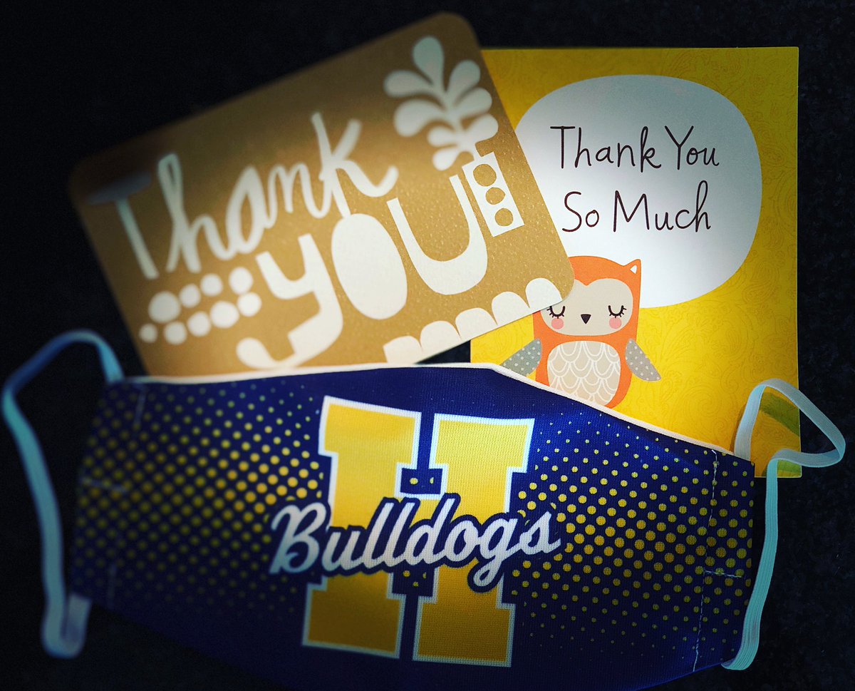 thebtga's tweet photo. Its takes a simple “Thank You. I appreciate you” to brighten our spirits, believe in our work, and want to do more.   

Thank you to those that take the time to brighten a day with a hand written letter or card!

To our resilient students..we are grateful! BONUS: Bulldog mask! 👊 https://t.co/Hr6mWMaa7g