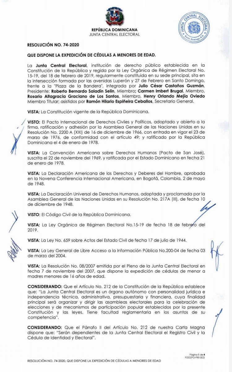 aneudydeleonm's tweet photo. La Res.# 74-2020 del 29/09 de la @juntacentral que autoriza a menores de 12 años a expedir su cédula de identidad, puede ser un acto de modernización, pero a mi juicio, constituye un incentivo al matrimonio infantil y otras prerrogativas que el país no está preparado a enfrentar. https://t.co/QyXQRUdVMB