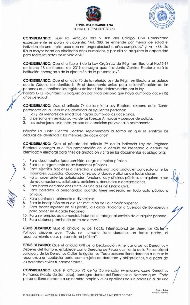 aneudydeleonm's tweet photo. La Res.# 74-2020 del 29/09 de la @juntacentral que autoriza a menores de 12 años a expedir su cédula de identidad, puede ser un acto de modernización, pero a mi juicio, constituye un incentivo al matrimonio infantil y otras prerrogativas que el país no está preparado a enfrentar. https://t.co/QyXQRUdVMB