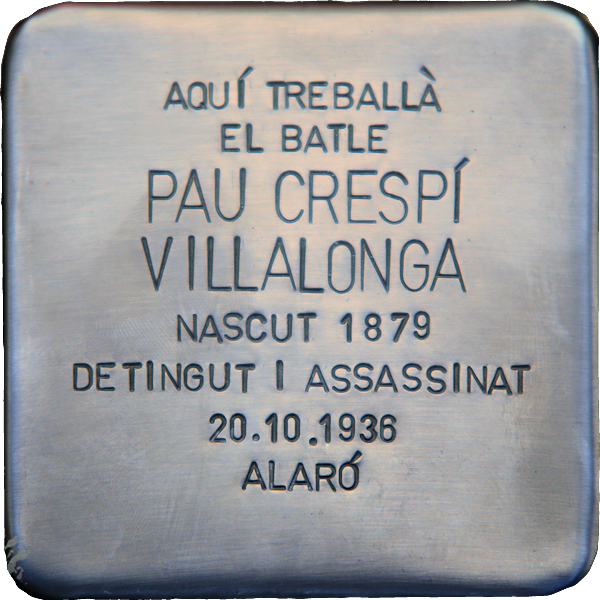 IStolpersteine's tweet photo. #OTD en 1936 era asesinado en Alaró
PAU CRESPÍ VILLALONGA
Alcalde de Mancor
En la puerta de la Alcadía de esa localidad, una ⬜️ "Pedra de Memòria" (#RemStone) recuerda ese hecho a sus vecinos. https://t.co/B60WoUV80y