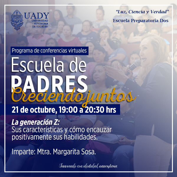PreparatoriaDos's tweet photo. ESCUELA PARA PADRES | Creciendo juntos

Invitamos a los padres de familia de la #PrepaDos a participar en la primera sesión de nuestro programa de conferencias virtuales, el próximo 21 de octubre. 

Registro en SISCAP. Cupo limitado. https://t.co/CKRhGT1GzO