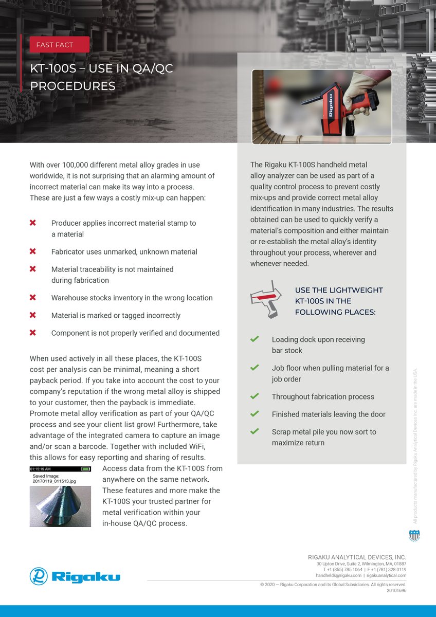 RigakuAnalytic's tweet image. ❓This week&apos;s FAST FACT: What causes material mix-ups? Can you relate to any of these? 

💥Learn WHERE and HOW the KT-100S can be helpful in YOUR QA/QC Procedures!

bit.ly/2TcyvVW

#Rigaku #LIBS #handheldLIBS #scrap #scrapsorting #scrapmetal #QAQC #fabrication