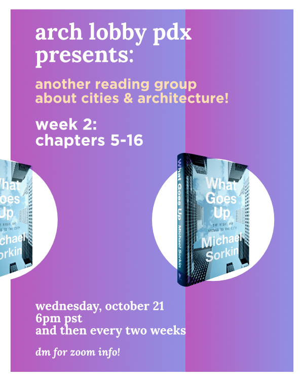 archlobbyPDX's tweet photo. Tomorrow night! Week 2 of our "What Goes Up" reading group. Still plenty of time to crush these readings and join us!

https://t.co/RDOTfLa8sp https://t.co/49Vu625q80