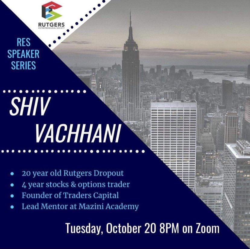 Reminder that our first event is today at 8pm!! Make sure to join to hear what Shiv Vachhani, founder of Traders Capital, has to say about his entrepreneurial journey!! 

Sign-up link: fb.me/e/6hqYzsrbV

#Rutgers #RESx #Entrepreneurship #Speaker #event #entrepreneurlife