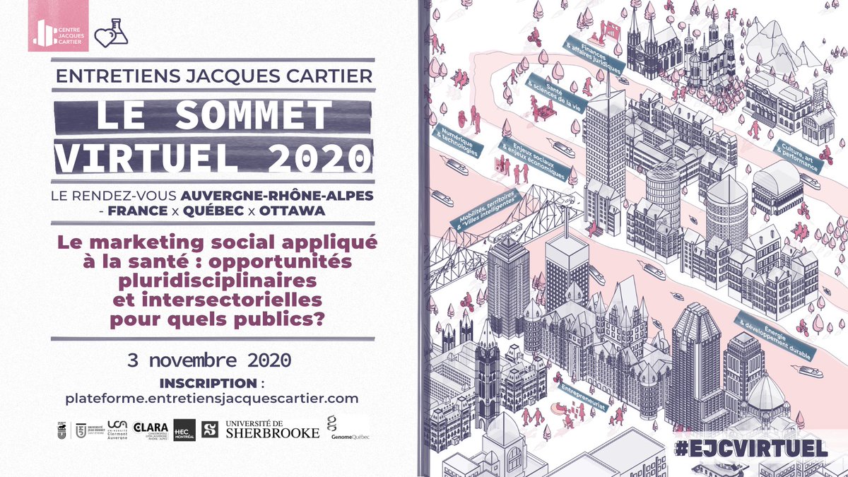 Plus que 2 semaines pour s'inscrire à notre événement Auvergnât-Rhônalpins-Québécois "Le #marketing social appliqué à la #santé: opportunités pluridisciplinaires et intersectorielles pour quels publics?" . Inscription *gratuite* mais *obligatoire* --> centrejacquescartier.com/les-entretiens…