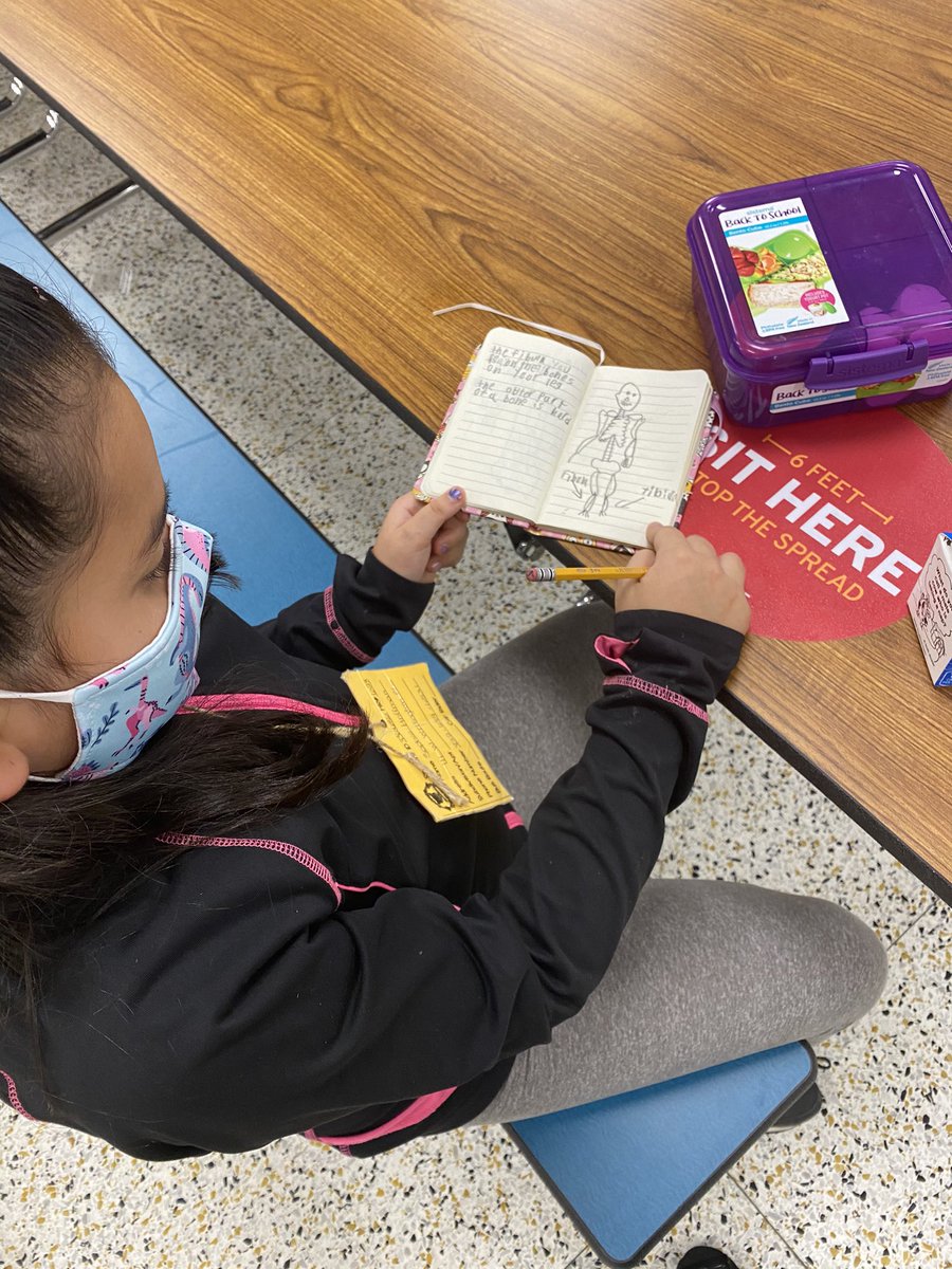 MsColeman07's tweet photo. You know a student has had a powerful lesson when you catch them journaling about the skeleton system during lunch! Way to go @MsMGaytan 🎉 #PESpower2win https://t.co/7lFDfX4kQf
