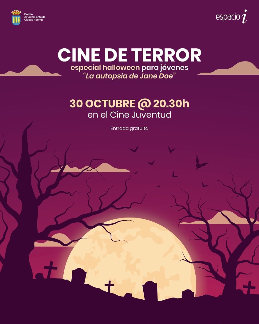 Desde el Espacio i organizamos una actividad especial por Halloween!! Cine de terror!! "LA AUTOPSIA DE JANEIRO DOE" el viernes 30 de octubre a las 20:30 en el Cine Juventud. Te atreves? Puedes  reservar tu invitación por whatsap 636 922 702  y recogerla en el Espacio i
