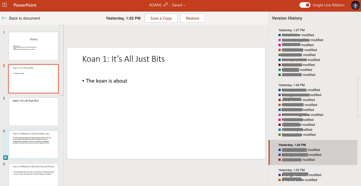 YourTechFairy's tweet photo. @powerpoint Can I see EXACTLY what changes were made by each of the people I shared this PowerPoint with (online)? It just says "modified" but I want to know specifically what they each did. Is that possible? #PowerPoint #MicrosoftEDU #OneDrive #Office365 https://t.co/rvNvAmMMzp