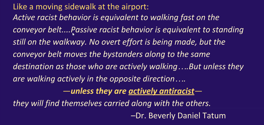 KGStanwood's tweet photo. Excellent analogy about racism and antiracism shared by Niccole Coggins in today's #CSEsymposium. @CScienceEditors https://t.co/5dn4khtIUz