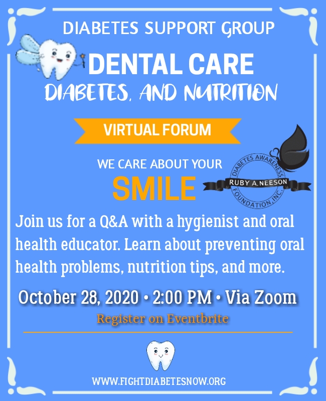 RANDAF_Inc's tweet photo. Create your dental health action plan! Join us for our virtual diabetes and dental health forum! Engage in an important Q&amp;A from a hygienist and oral health educator. Participants will enter a drawing for a CVS Pharmacy eGift Card! Register here: https://t.co/tOJej4sz0n https://t.co/onzNGyPx7F