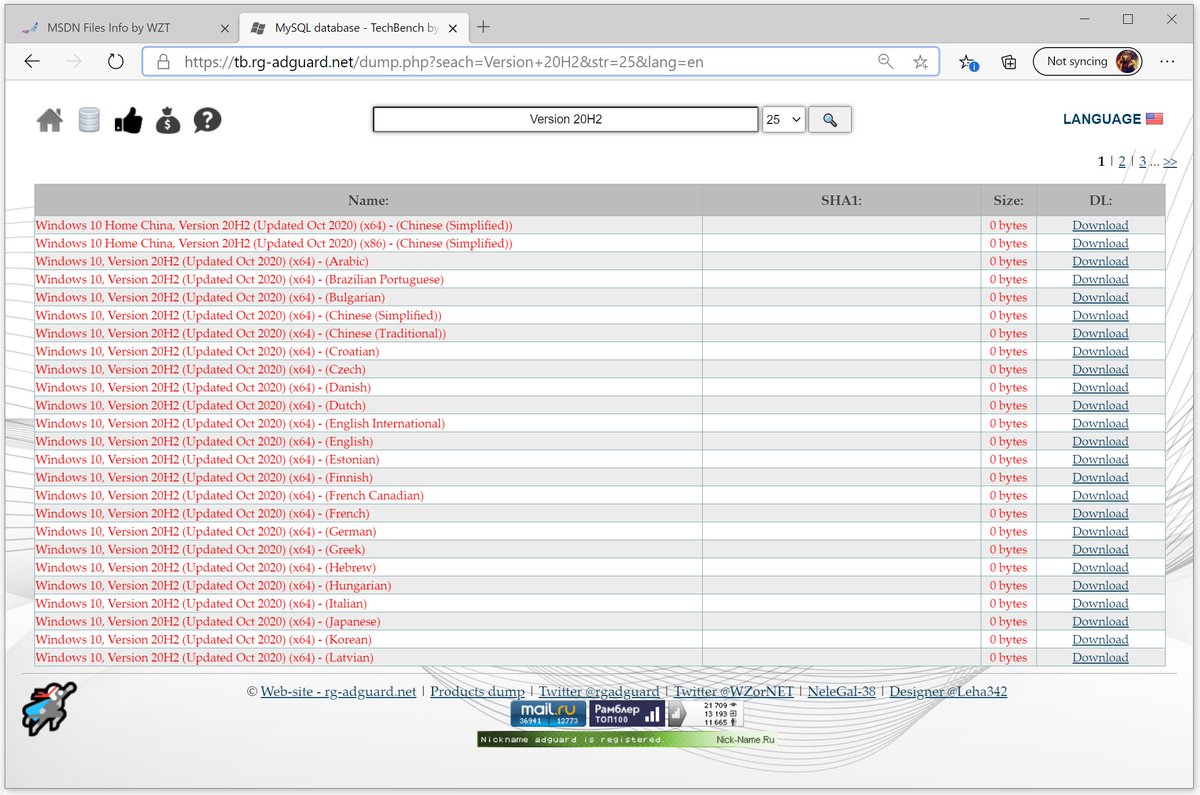 WZorNET's tweet image. 🪟Windows 10 Version #20H2, (#October2020Update) ISO&apos;s  is NOW available for download on #TechBench👉 tb.rg-adguard.net/dump.php?seach…