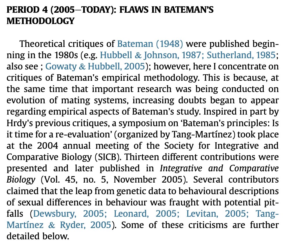 Along with covering the recent failed replication of Bateman, leading Gowaty et al (2013) to memorably conclude ‘the modern bedrock of sexual selection may have been quicksand’,  @cyborgphilosoph highlights the ways in which Bateman has been misrepresented/miscited over the years.