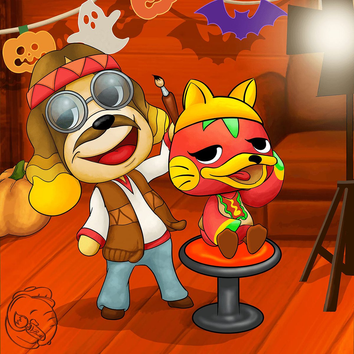 BunteJenny's tweet photo. Preparing for Halloween 🧡👻 - #animalcrossing #halloween #fanart #ACNH #Autumn #NintendoSwitch #Nintendo https://t.co/yjlcOIRUTK