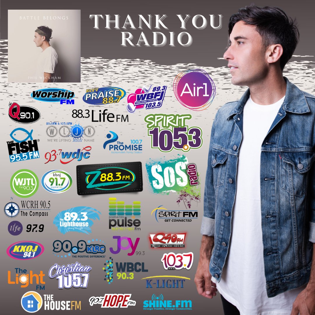 Thank YOU radio!!! @philwickham's 'Battle Belongs' officialy went for adds last Friday and 32 stations have already jumped on! We appreciate your support!🙏