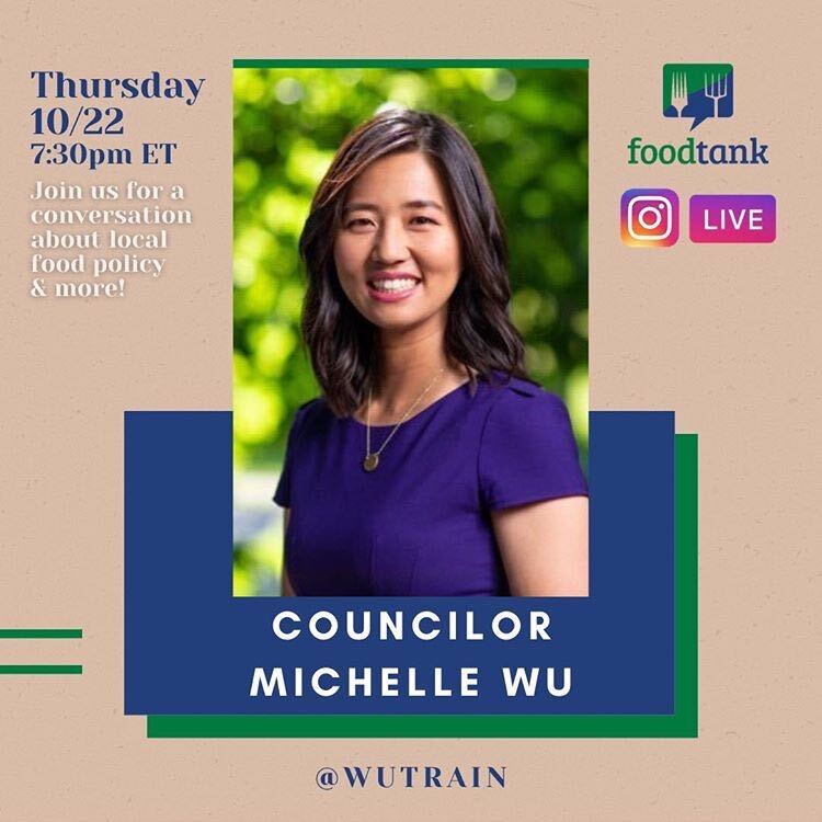 center4goodfood's tweet photo. Great opportunity to hear from a #goodfood policy pioneer, Boston councilperson @wutrain. Learn about Councilor Wu’s newly released #foodjustice agenda and more! Thu 10/22 7:30 EST on @foodtank's Instagram Live. #goodfoodrising https://t.co/6NHQjzkvNA https://t.co/0kyC1dy7hu