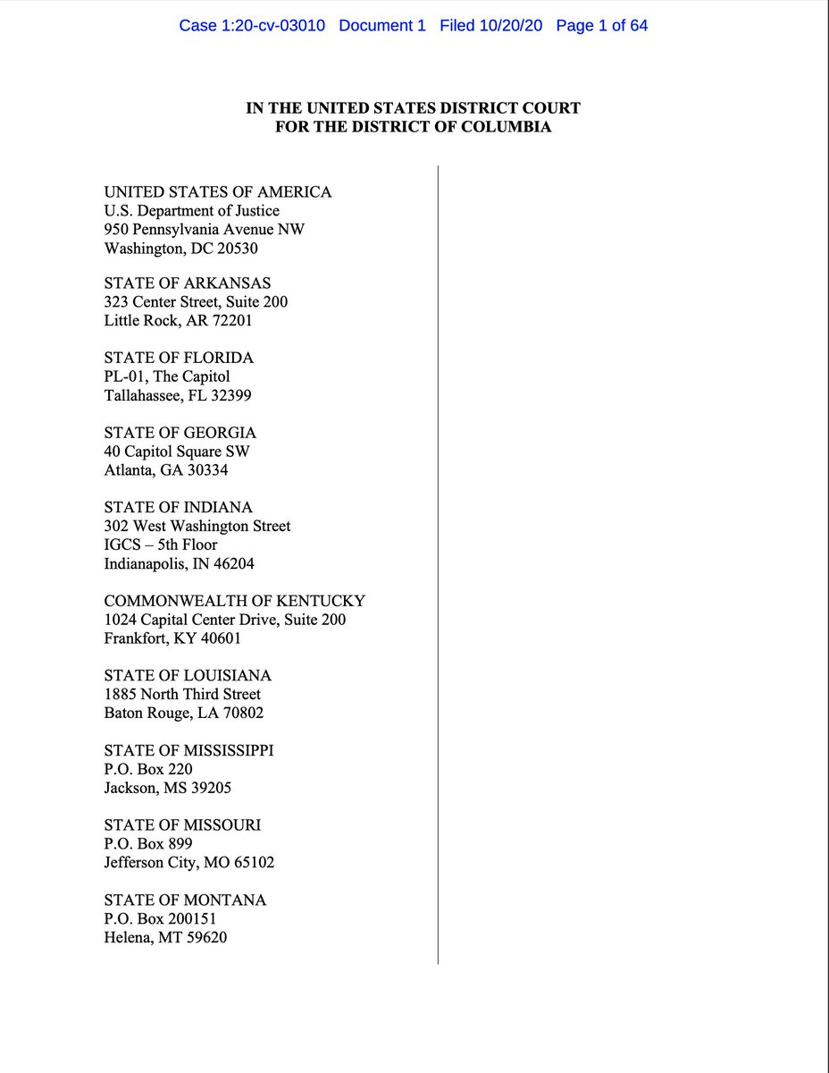  The DOJ's antitrust complaint against Google is out!Thread with some of my initial reactions as I go through it...