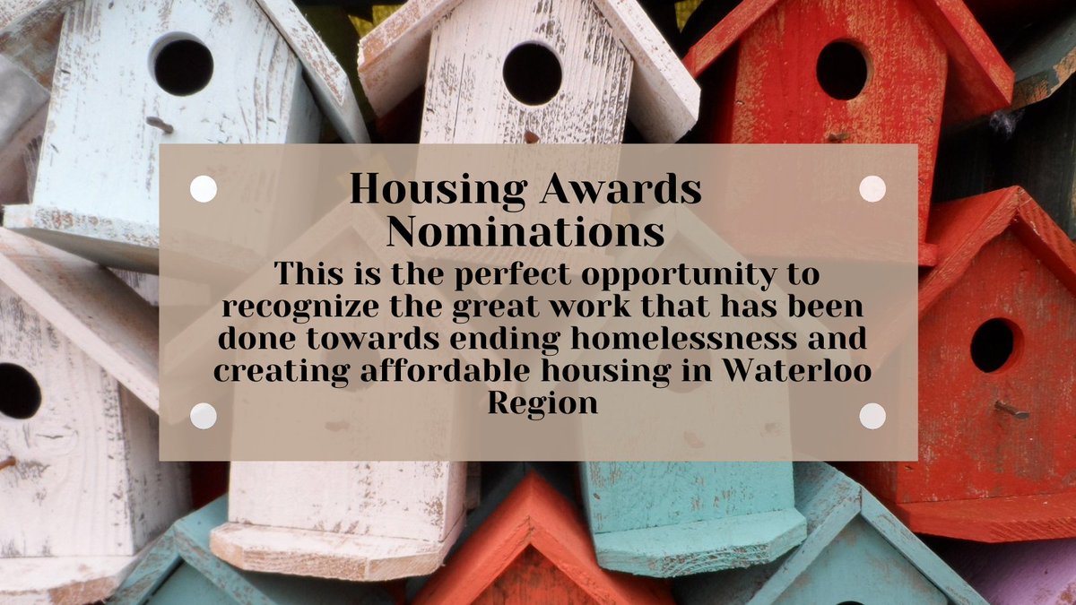 Deadline is October 30th!  Submit your nominations to jschumacher@regionofwaterloo.ca. The form can be found here:hhug.ca/housing-awards (Scroll to the bottom) #nationalhousingday