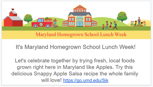 Visit your school meal site this week to pick up meals and see what local foods you can find! 🍎🍏🍎<a href="/SallyKRide/">Elise Burgess</a> <a href="/StedwickStars/">Stedwick ES</a>