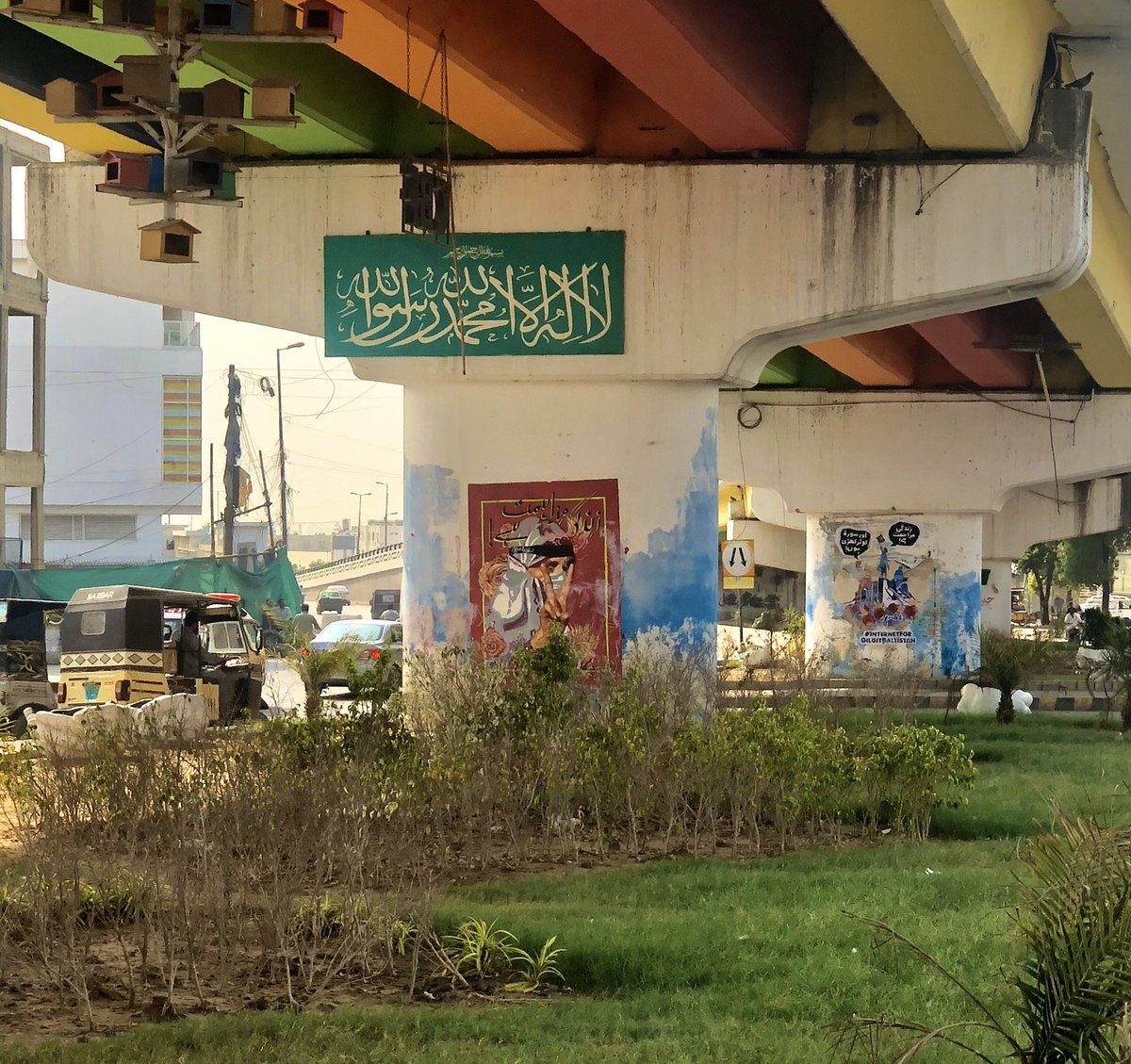 the pink rickshaw wala stopped for a good 5 minutes looking and reading at the  #InternetForGilgitBaltistan mural. I had to walk back to it to take a picture 