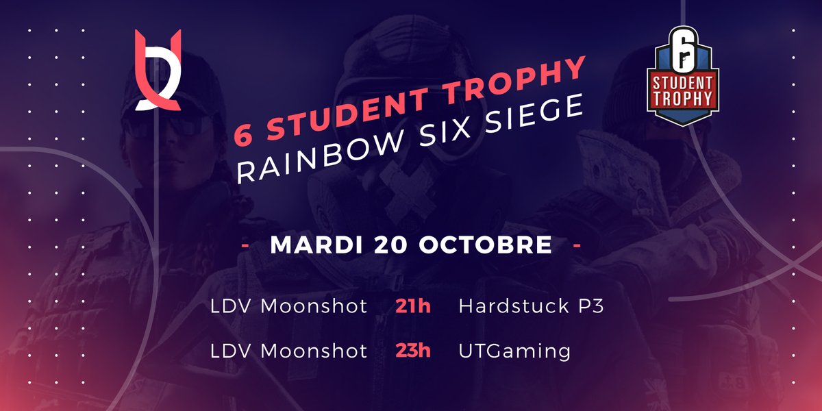 LDVEsport's tweet image. [RAINBOW 6]

Ce soir à 21H 🕘
Notre équipe affrontera 2️⃣ nouvelles équipes pour le #6ST 🔥 

Hardstuck P3 à 21H
UTGaming à 23H

Bon courage la team 👊