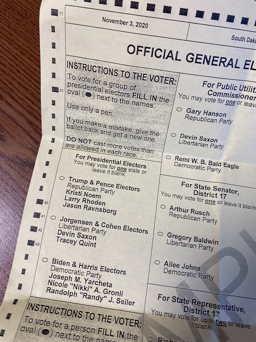 JuliaHellwege's tweet photo. Even though it makes our ballot longer, I appreciate the SD transparency in reminding voters we vote for ELECTORS, they even name them! #BallotDesign #ElectionAdmin #PoliSciTwitter https://t.co/sRQBSVBXqA