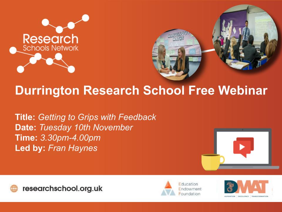 Thanks to everyone who attended our webinar on questioning tonight.

Our next FREE webinar is after half term.  It will be led by @FH_FranHaynes and she'll be exploring feedback.

Registration here:
forms.gle/HHWDRHVLJvonnv…