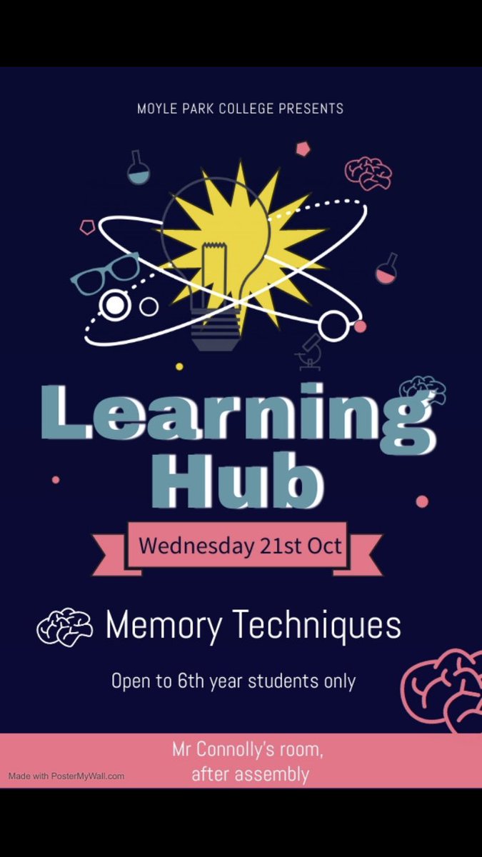 yvonnecors's tweet image. Looking forward to getting our physically distant @moylepark Learning Hubs off the ground tomorrow. Our first topic is #memorytechniques. Now, I hope I remember to go!