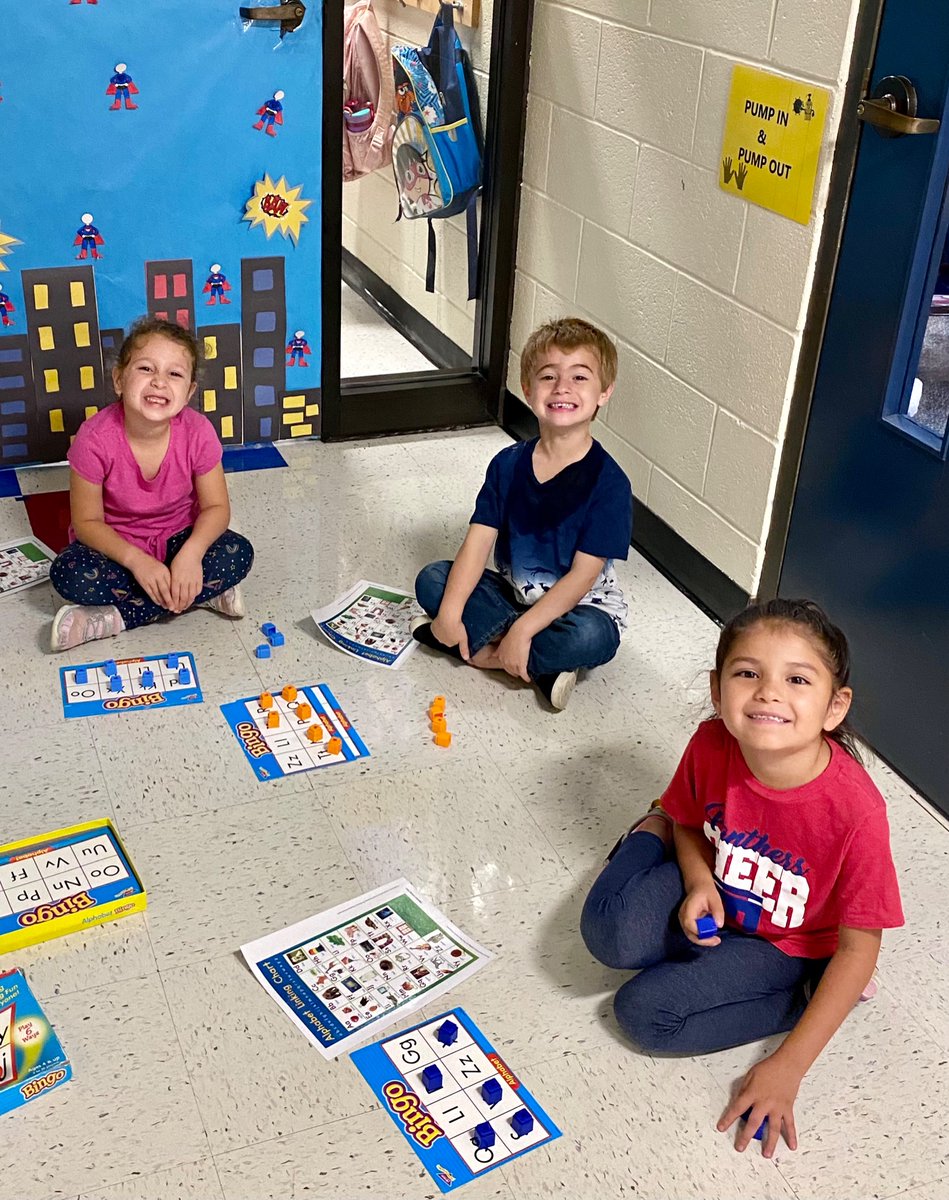 HewittElem's tweet photo. How cute are these kindergartners?!?! They are practicing their alphabet with matching charts and bingo! #hewittstrong https://t.co/mdMVx2oW50