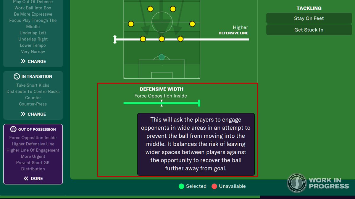 Description de la largeur défensive Avec une description plus détaillée et des visuels plus clairs, vous pouvez voir exactement comment vous demandez à vos joueurs de défendre.  #FM21Features