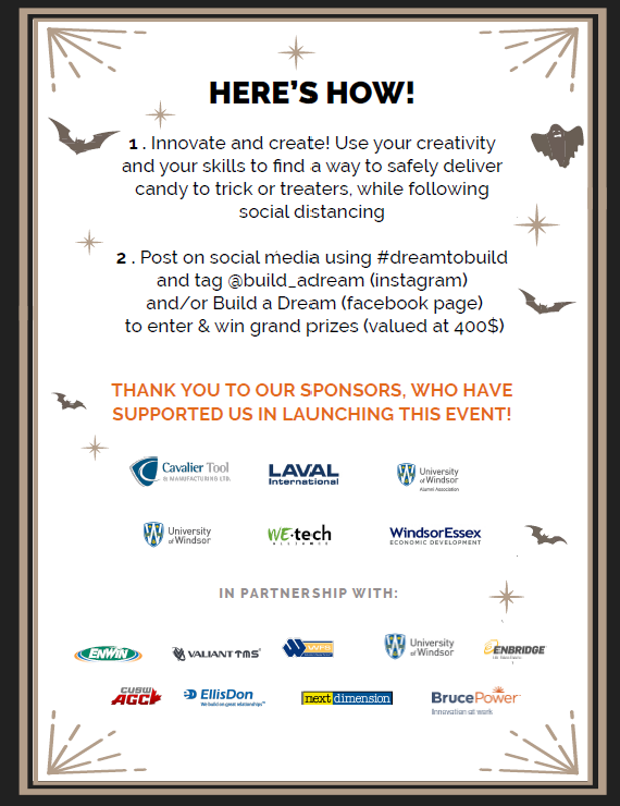 _investwe's tweet photo. Contest for students! @gecdsbpro @WECDSB @CscProvidence 

@Build_ADream wants to put students and future innovators to the test! Find creative ways to deliver candy this Halloween 🎃  by finding safe solutions in a socially distanced way! #WindsorEssex #dreamtobuild https://t.co/SpfLFrfR8p