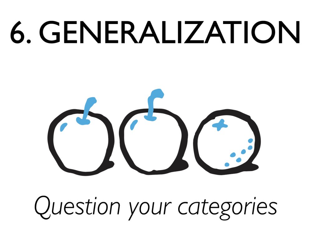 The Generalization InstinctWe tend to generalize and draw conclusions about entire categories based on few samples.The majority just means more than half. Worst case is that you miss out on 49%.Lesson: beware of the majority and the size of the minority.