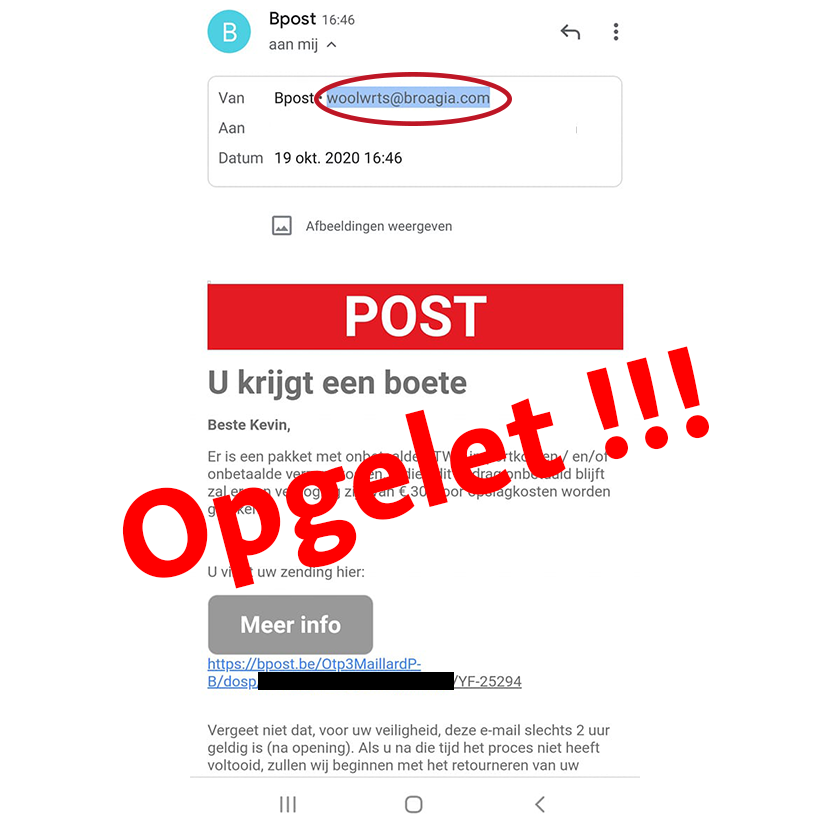 helikopter Gelijkmatig doel bpost on Twitter: "OPGELET met valse emails zoals deze. Laat je niet  vangen. Klik niet! Zie je dat de afzender geen https://t.co/fOrGdE2KAQ  email adres heeft? Meer weten over #phishing ? Surf naar