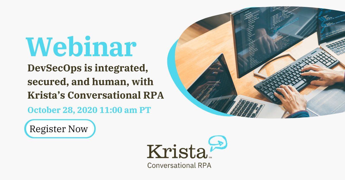 antbrainscorp's tweet photo. Join, John Michelsen, founder, and CEO of Ant Brains, as he discusses how Krista, the conversational RPA, helps to integrate your toolchain.
#ConversationalRPA #RPA #automation #devsecops #backlog #bottlenecks #trello #jenkins #git #puppet #soapUi https://t.co/CBJdu23UWQ
