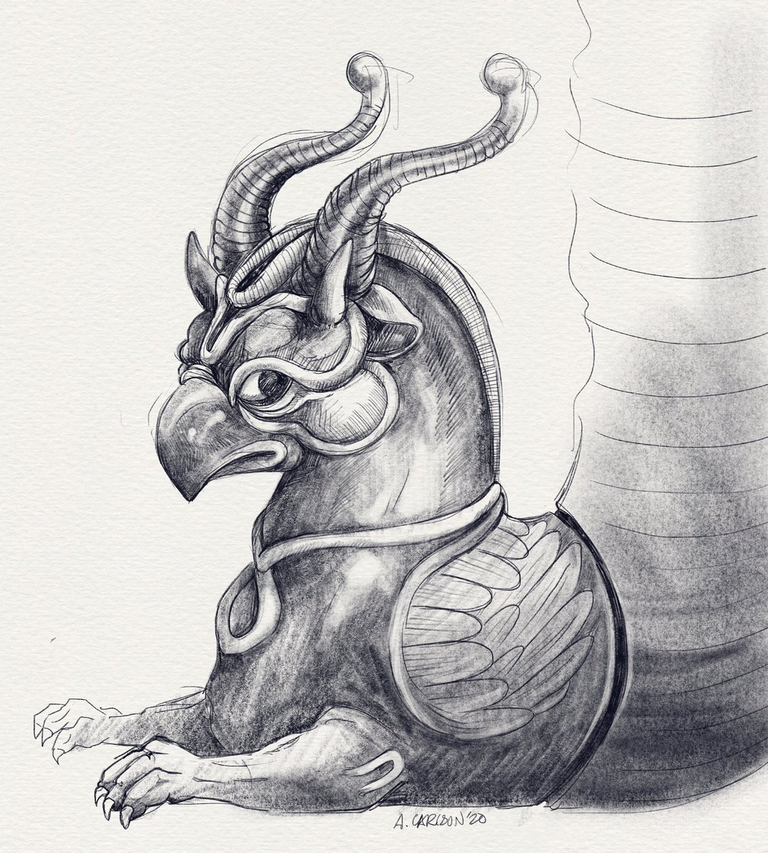 I miss drawing in museums so I’m drawing from a museums book today. 
“Silver Drinking Horn, 5th century BC, Iranian Achaemenian period. British Museum.”