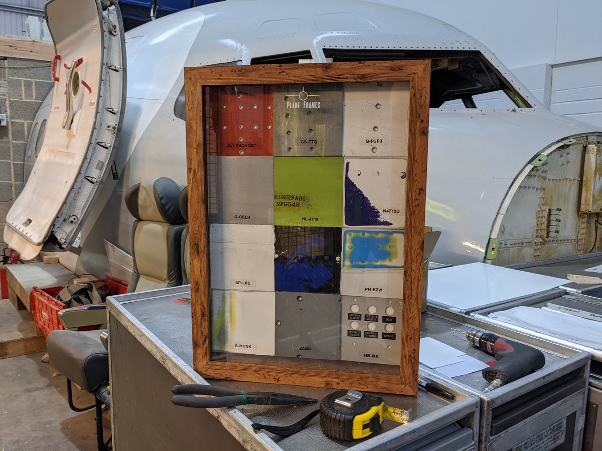 Stu_artaviation's tweet photo. Well..... Here's it is!

Plane Frames by STU-ART Aviation Furniture.

12 individual pieces of aircraft skin in a cool box frame.  For £99! 

Each pieces has its individual details on. Squares going forward will be £10 each making it infinitely changeable!
Perfect for Xmas! https://t.co/4KPu8STggY