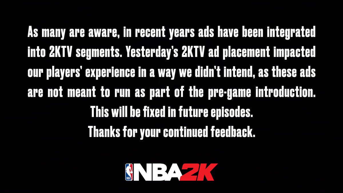 2K пообещала исправить ситуацию с рекламными роликами в NBA 2K21
