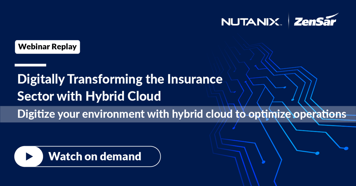 Watch our on-demand webinar hosted by Zensar and @nutanix that highlights how enterprises can easily adopt a #hybridcloud strategy that delivers agility, speed, and scalability. https://t.co/aAPBKVddsq
#DFSisHOW #DigitalInfrastructure #Insurance https://t.co/DNFgjDTofr